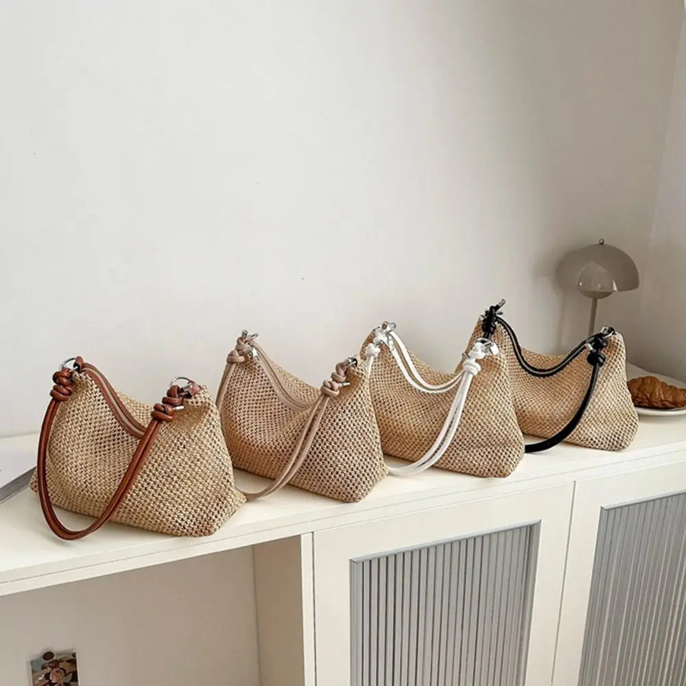 Handmade Braid Straw Bag Large Capacity Summer Beach Shoulder Women Girls Fashion Handbag Rattan Woven Tote for Ladies 241203