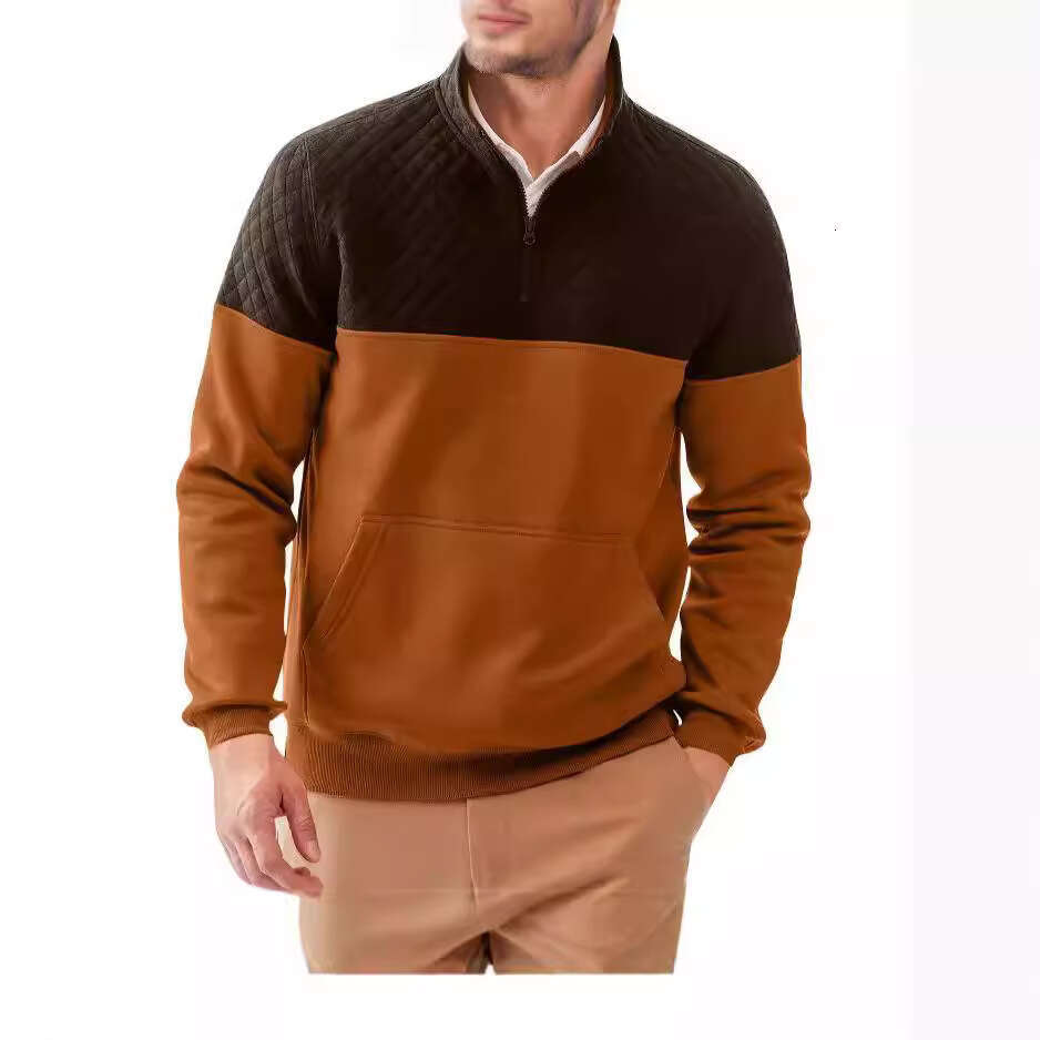 Color Blocked Half Zipper Pullover Outdoor Casual Hoodie 6788 Fashionable Quality Classic