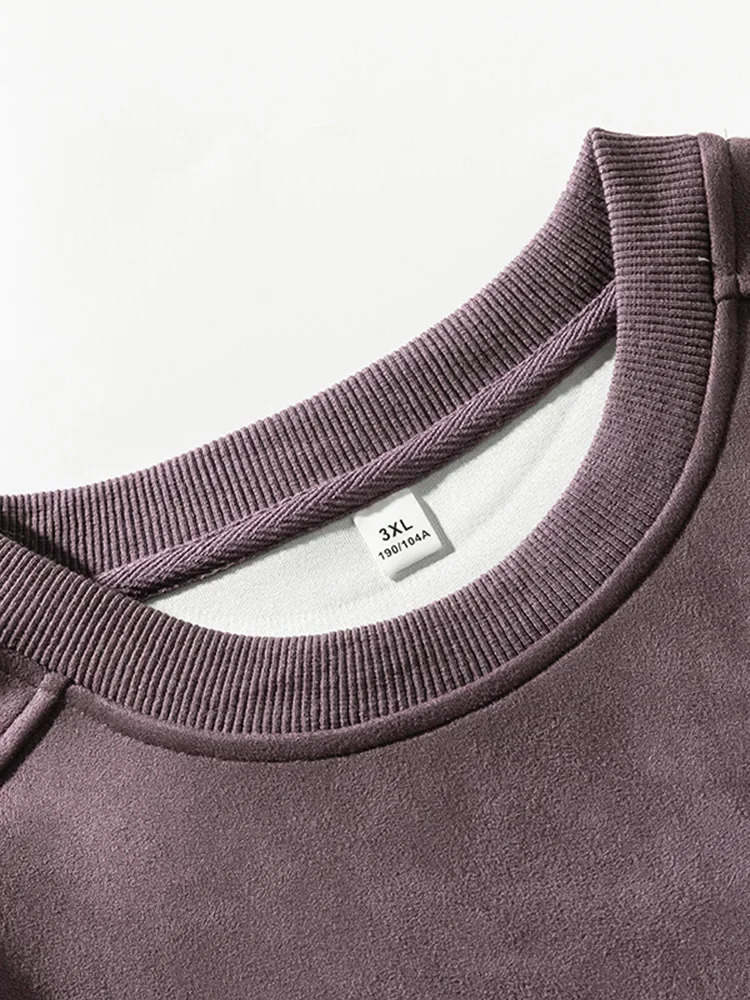 Suede Solid Color Hoodie Mens Autumn and Winter Style Fashion Casual Retro Hoodie Couple High Quality Pullover Clothing 241212