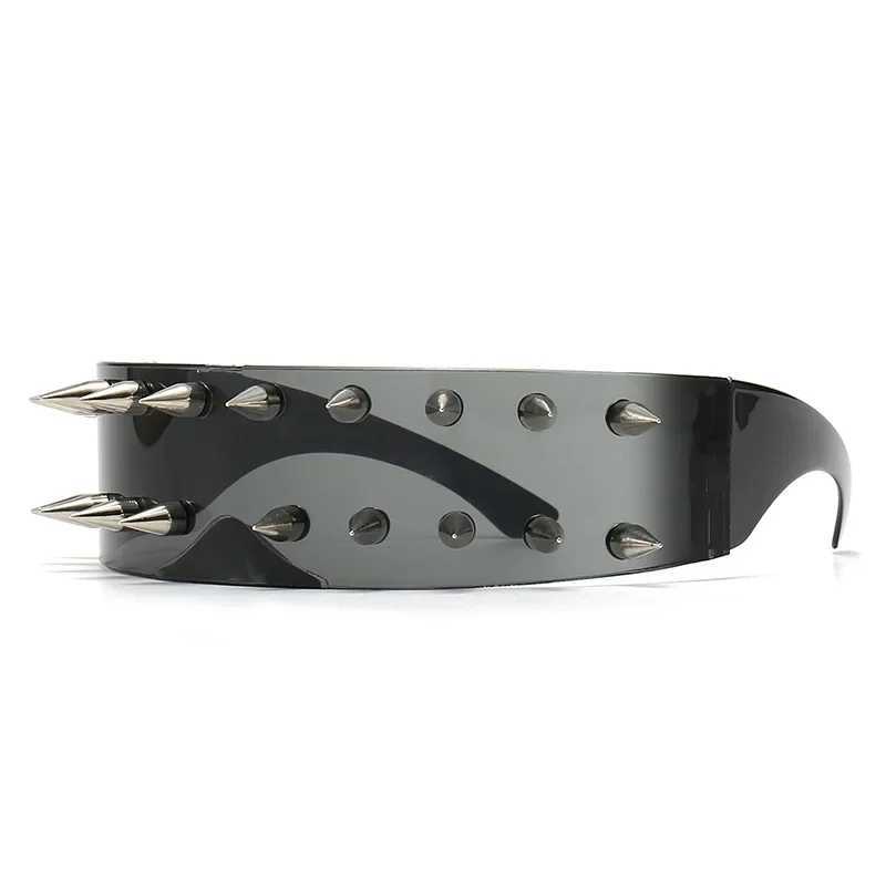Steampunk Y2K Big Frame Nail Rivet Sunglasses Women For Men Vintage Punk Luxury Brand Design Sun Glasses Piece Goggle blackX241213