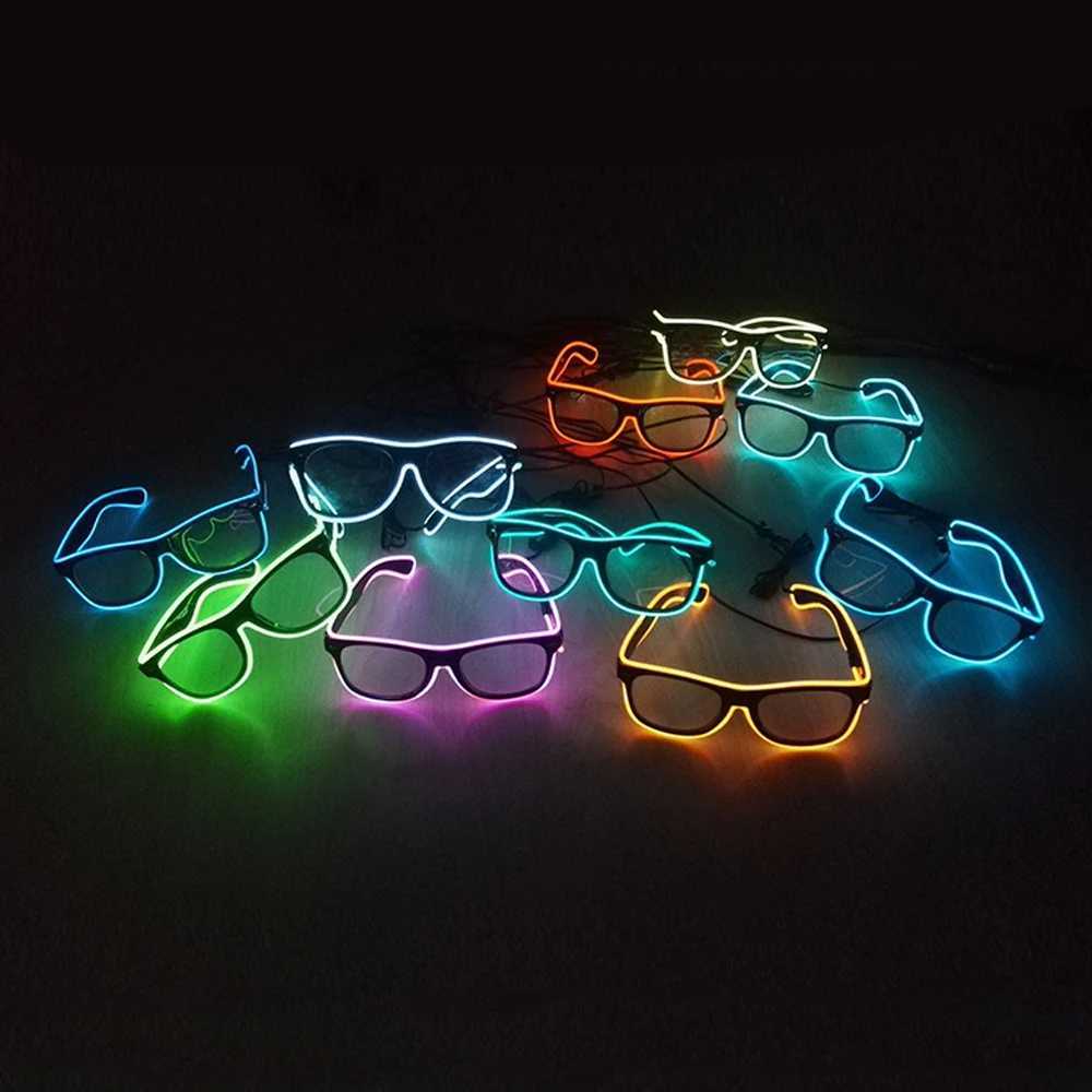 Sunglasses 1PC Flashing EL Wire Led Glasses Luminous Party Decorative Lighting Classic Novelty Gift Bright LED Light Up Party SunGlasses H241213