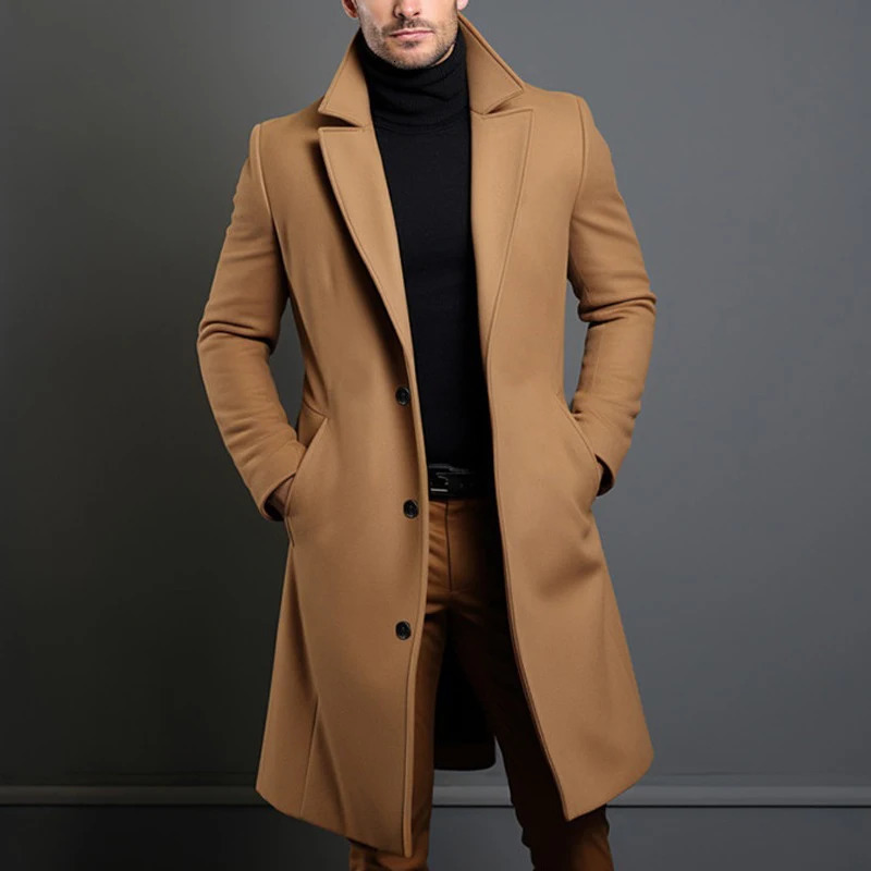 Autumn Winter Mens Trench Coats y Male MidLong Warm Wool Jackets Casual Business Comfortable Overcoat Clothing 241213