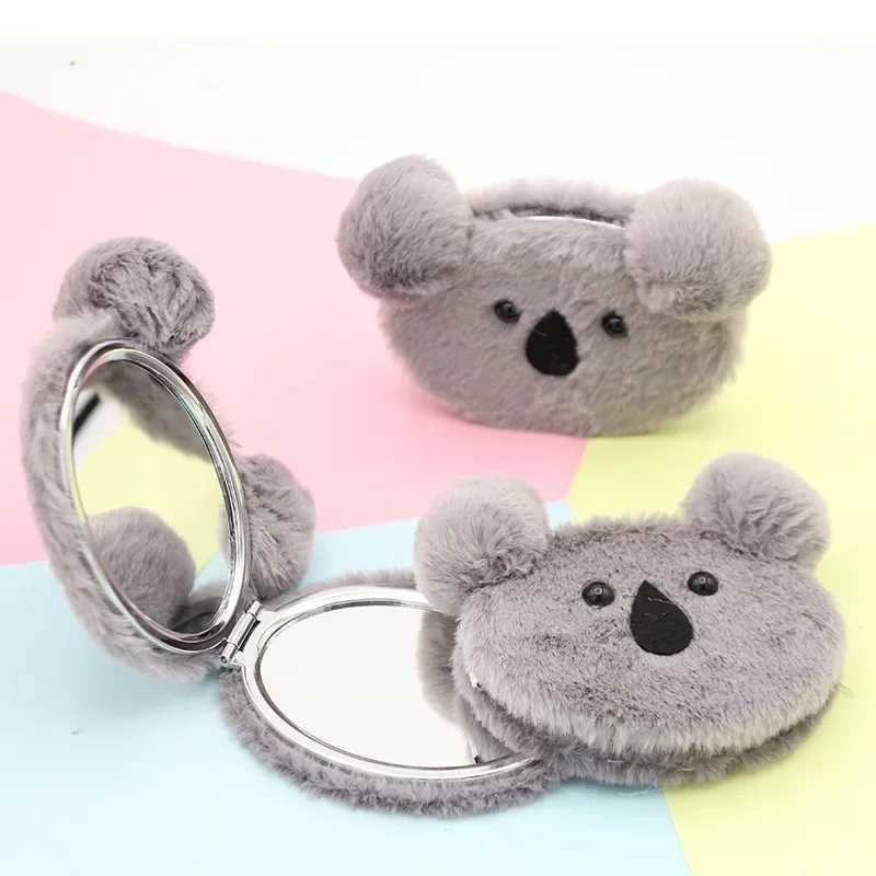 Cute Plush Cosmetics Mirror Mini Makeup Mirror Decorative Mirrors Portable Double-sided Folding Mirror Pocket Beauty toolsXJ241213