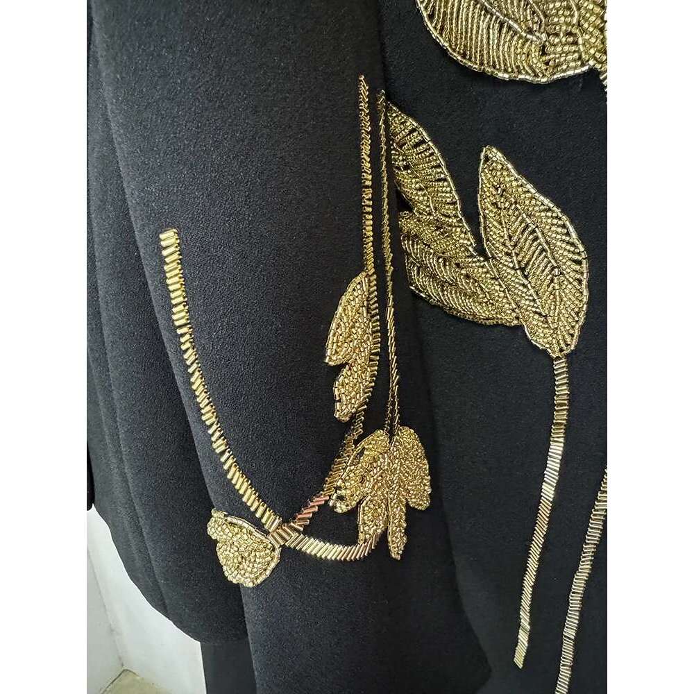 Ladies' Suit HIGH QUALITY Newest Fashion Designer Set Women's 3/4 Sleeve Beaded Cropped Jacket Midi Skirt Suit 2Pcs