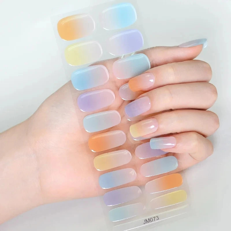 Gradual semi curing gel nail packaging 3D adhesive nail charm packaging durable sticker pressing on the nail DIY handle UV lamp needs 241205