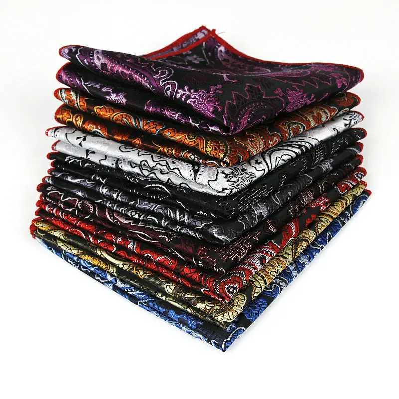 Classic Mens Handle Retro Silk Hanji Jacquard Weaving Colorful Paisley Pocket Square 25 * 25cm Wedding Party Chest Towel W241213