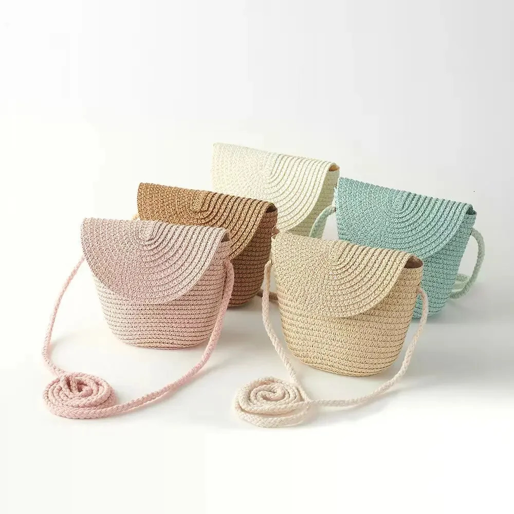Fashion Woven Straw Bag Handmade Rattan Crossbody Handbags Knit Summer Beach Small Purse Women Shoulder Messenger Bags Wallet 241203