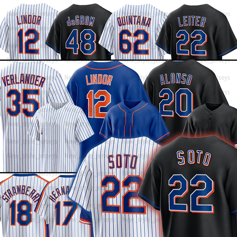 22 Juan Soto Baseball jersey Francisco Lindor Brandon Nimmo Kodai Senga Tylor Megill Francisco Alvarez Brett Baty Darryl Strawberry Keith Hernandez Dwight Gooden