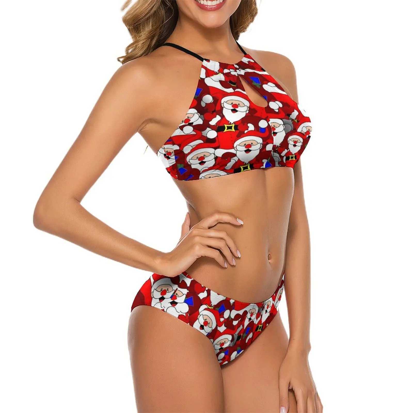 Sexy Christmas Bikinis Set Santa Claus Stylish Bikini Swimsuit Push Up Strap Swimwear Custom SwimsuitsXJ241212