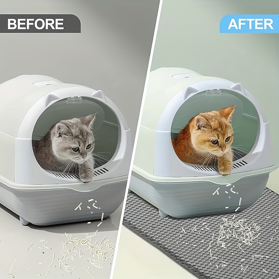 Soft Eva Double-Layered Skidproof Litter Tray Mat Durable and Hygienic for Your Feline Friend