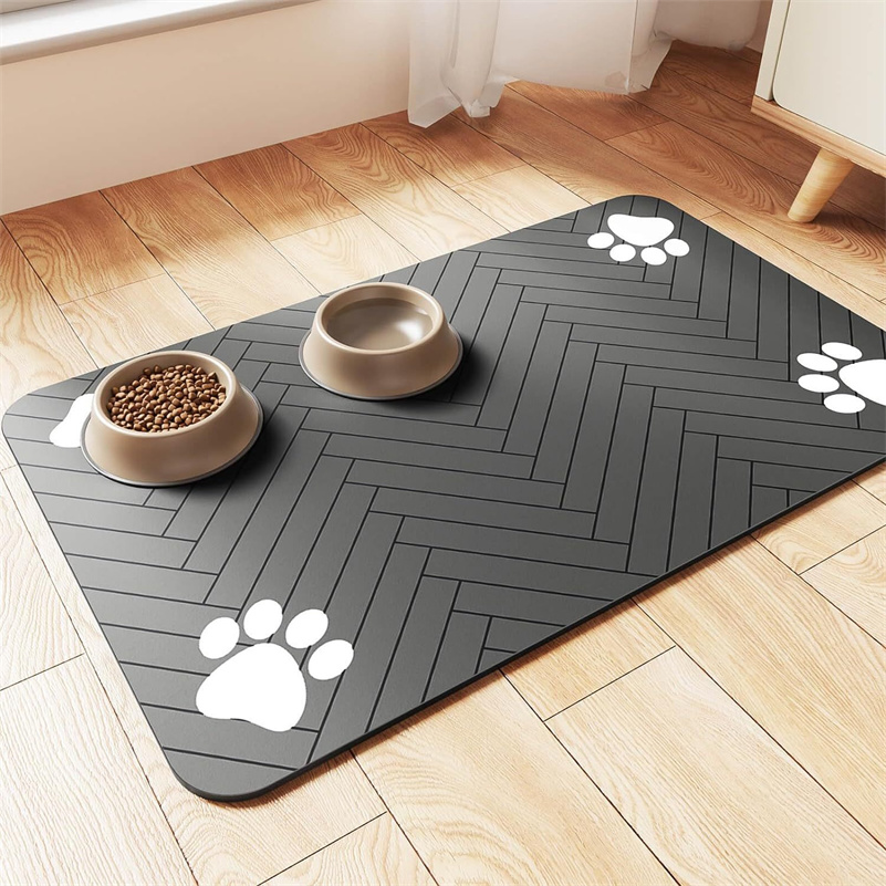 Pet Feeding Mat-Absorbent Pet Placemat for Food and Water Bowl, with Waterproof Rubber Backing, Quick Dry Water Dispenser Mat