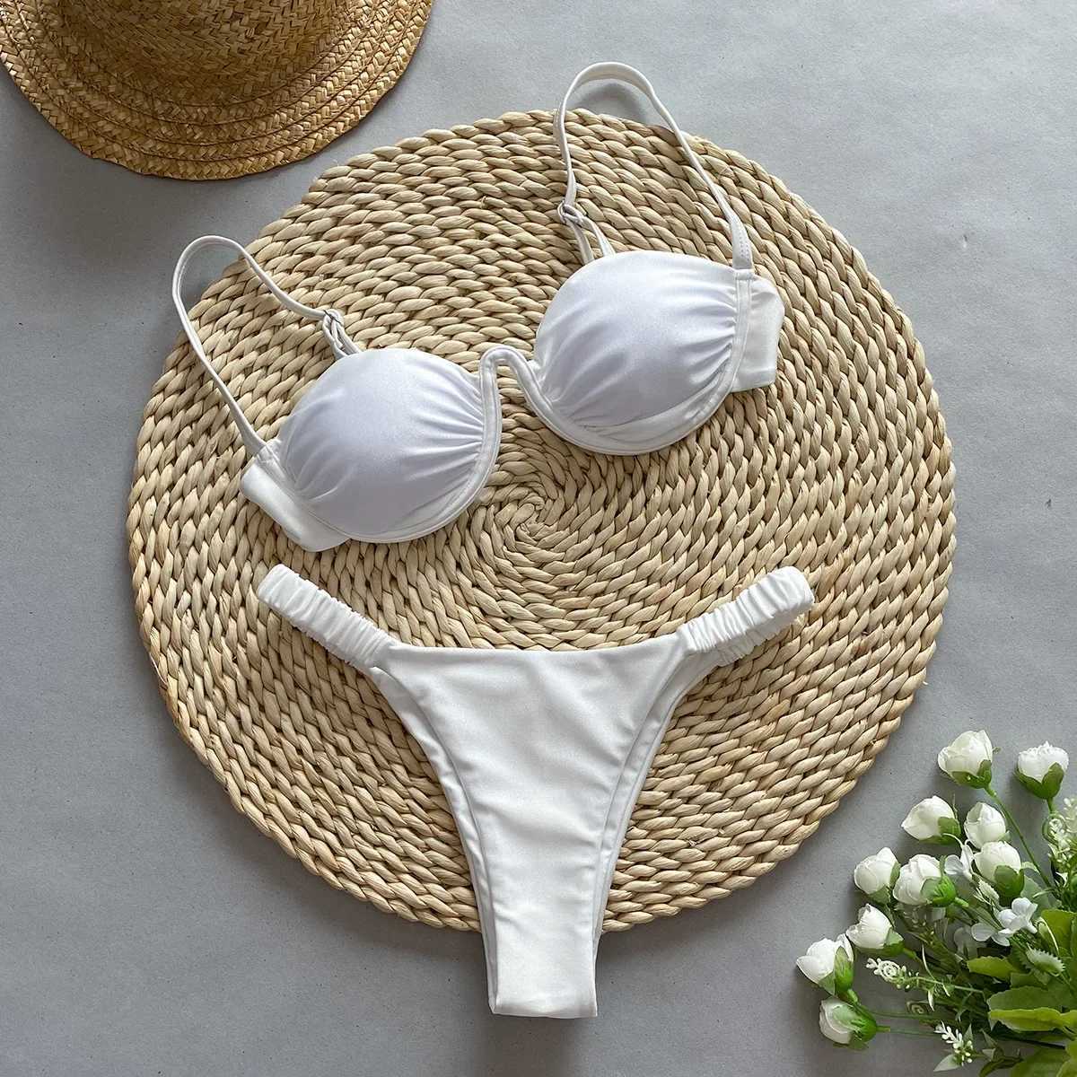 2024 New Bikini Set Sexy Steel Bikini Foreign Trade Sexy Split Women SwimsuitXJ241212
