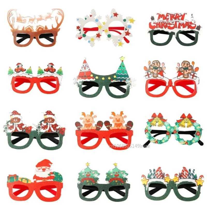 Sunglasses Christmas Glasses Frame Glitter Xmas Party Eyeglasses Christmas Costume Glasses Eyewear Party Favors Decorations for Kids H241213