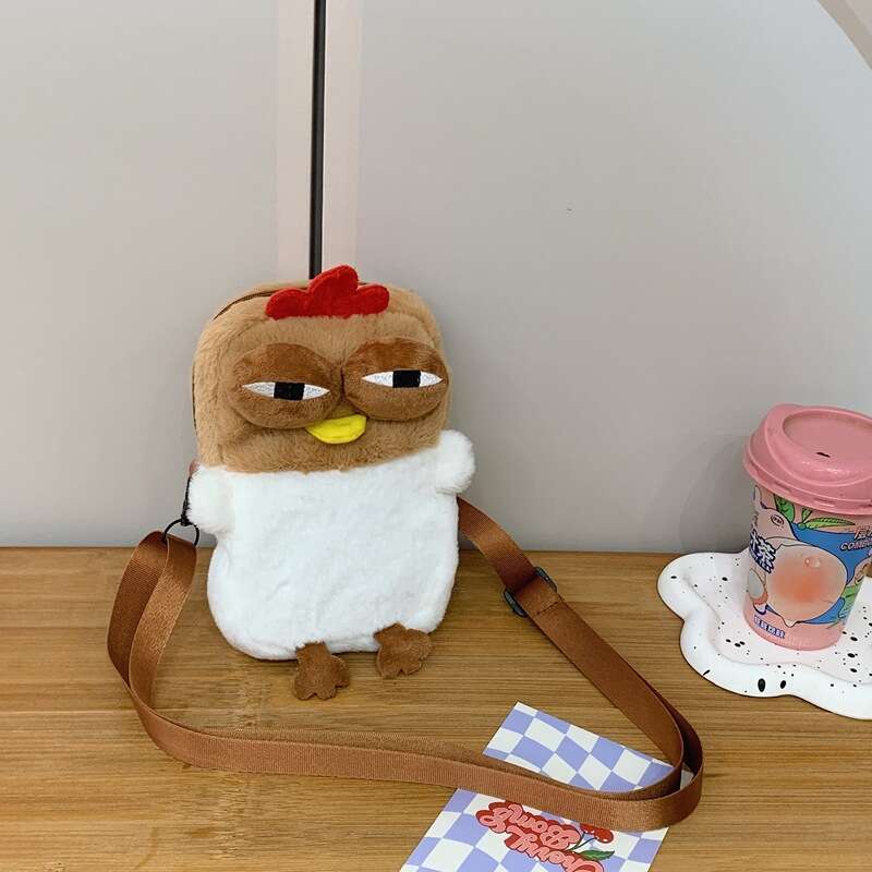 Trendy, funny, creative, healing, Gugu chicken, ugly, plush toy, girl's stylish, cute handbag, crossbody bag