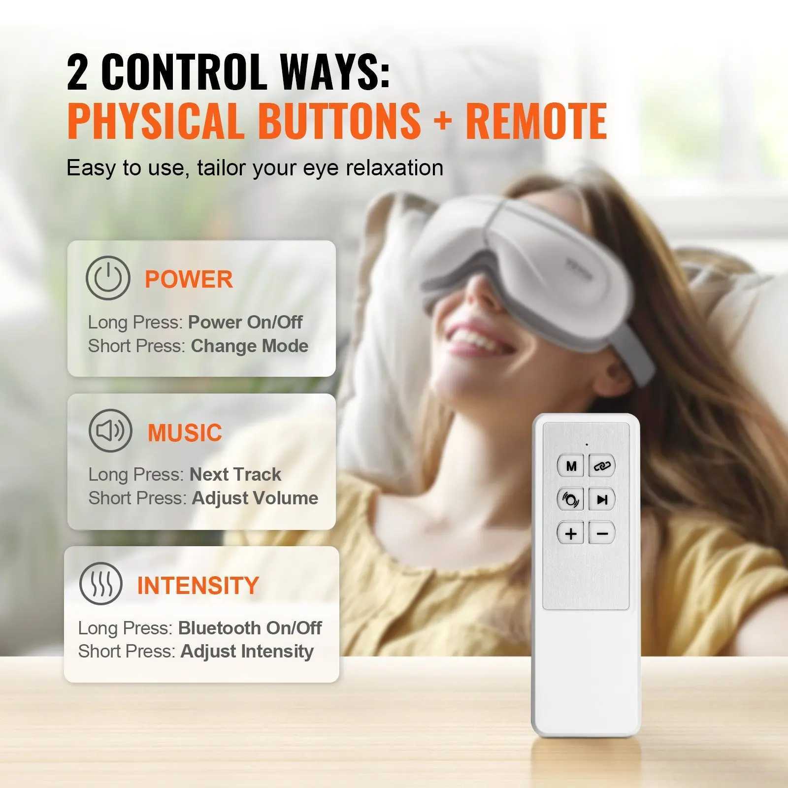 Remote eye massager with hot eye care device 5-mode Bluetooth music W241213