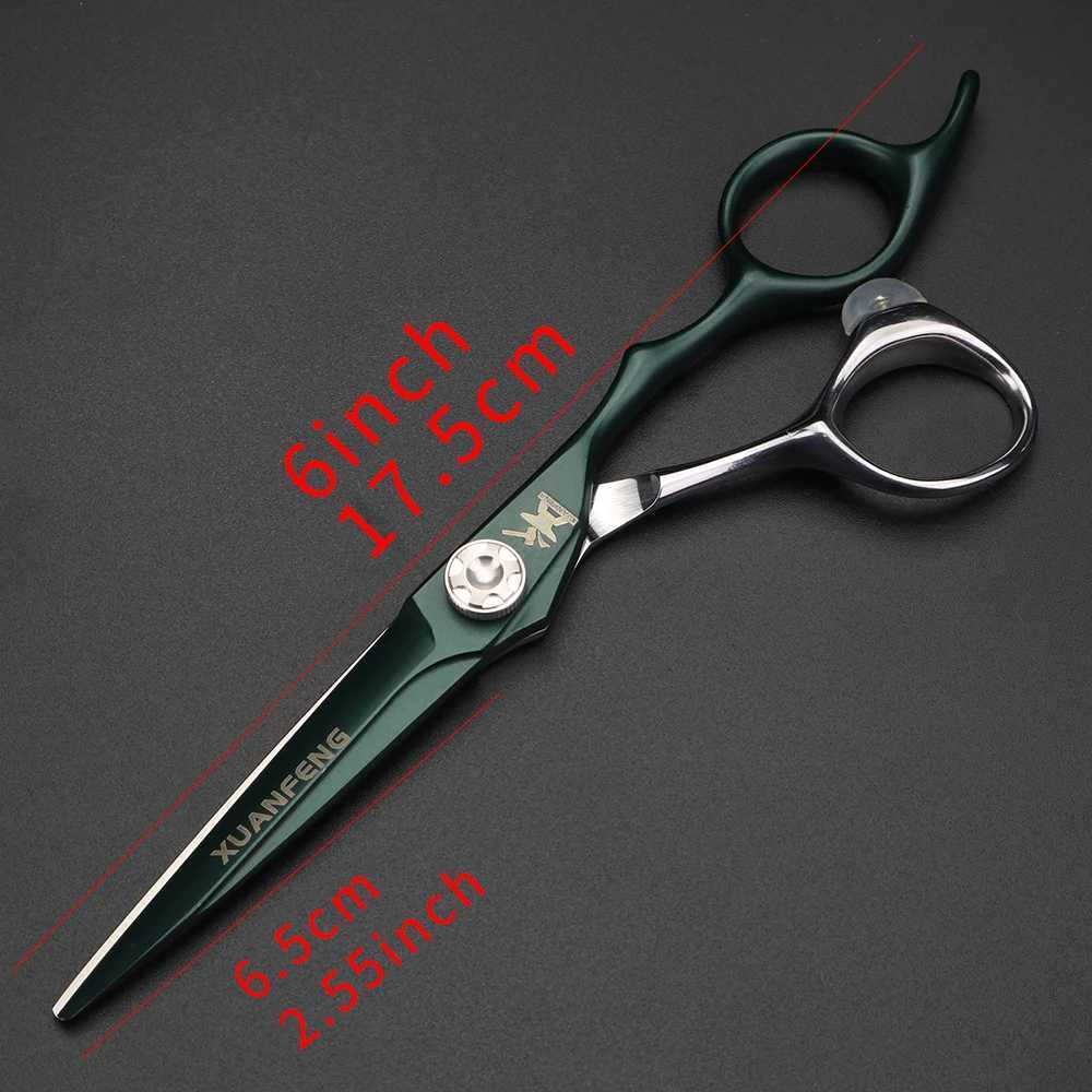New Arrival XUANFENG 6 inch green hair scissors CNC processing hairdresser scissors cutting and thinning scissors Z241213