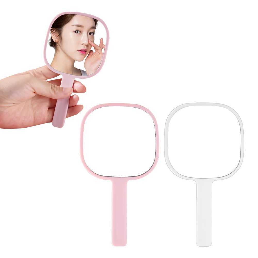 1Pc Makeup Mirror With Handle 3 Colors Plastic Portable Handheld Mirror For Women Girls Travel AccessoriesXJ241213