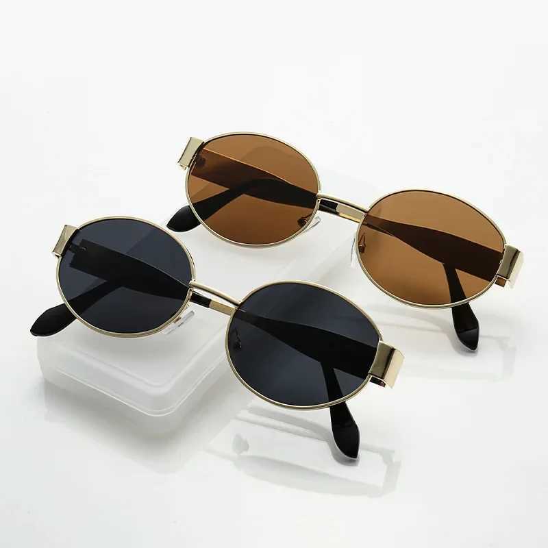 Retro Steampunk Sun Protection Sunglasses Vintage New Womens Metal Oval Sunglasses Ladies Classic UV400 Sunscreen EyewearX241213