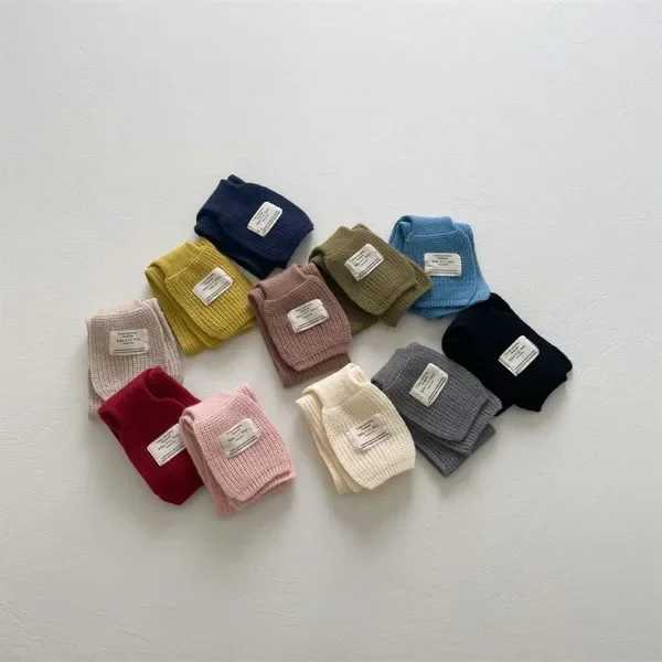 Scarves Wraps Kids Soft Knitted Scarf Winter Warm Infant Toddler Neck Shawl Fashion Children Girl Boy Scarves Baby Bib Solid Color Neckerchief H241213