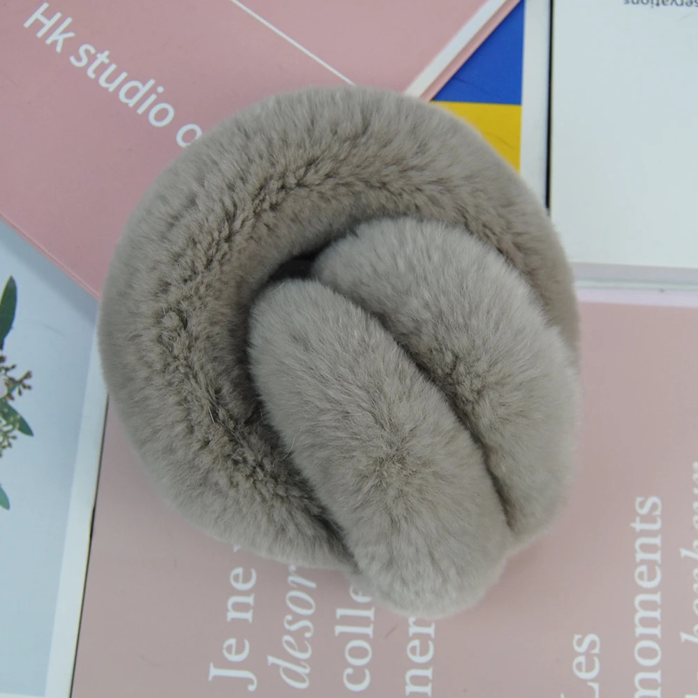 Real Rex rabbit fur earmuffs for women rabbit fur earmuffs Christmas gifts plush earmuffs winter warm earmuffs unisex style 241211