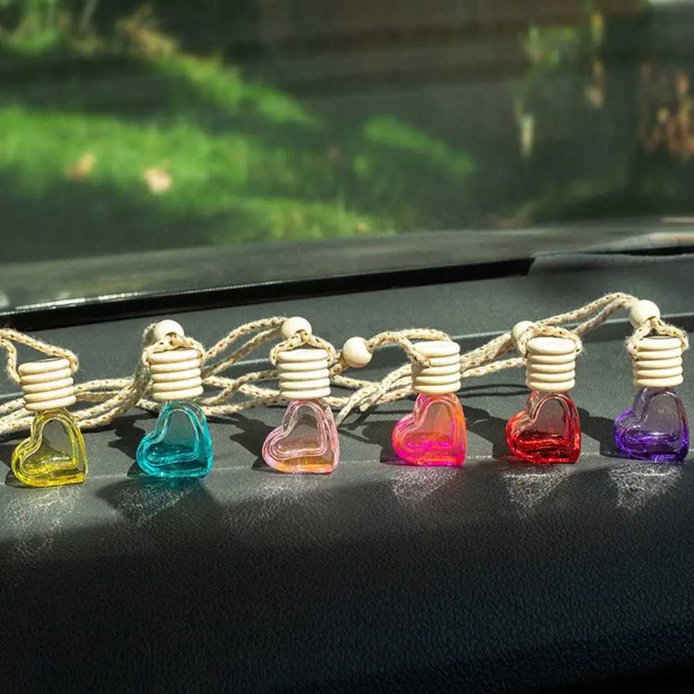 Car Interior Hanging Decor Heart Shaped Aroma Bottle 6ml Essential Oil Diffuser Fragrance Air ener Car AccessoriesXJ241213
