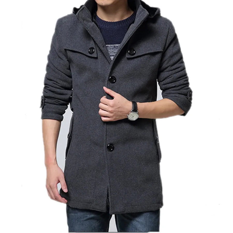 Winter Trench Coat Men Fashion Long Overcoat Male Woollen ootwear Thick Mens Clothing Size 4XL Wool Jackets 241213