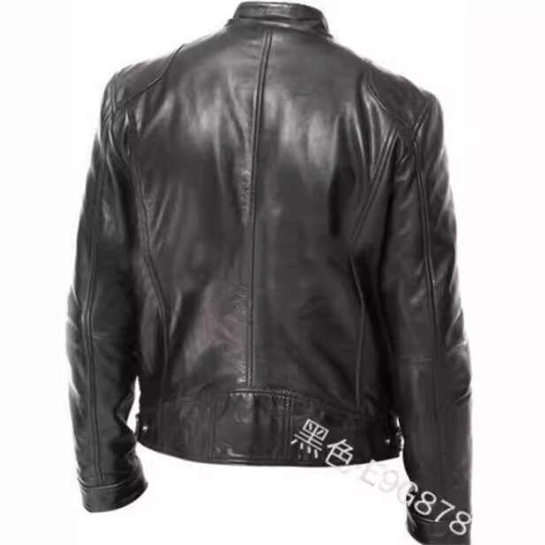 Men's New Style Stand Collar Slim Zipper Leather Jacket Fashionable Quality Classic