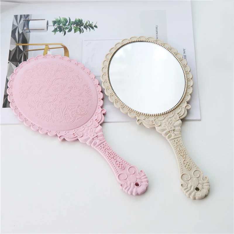Portable Vintage Cosmetic Makeup Mirror Hand Hold Oval Round Mirror Noble Restore Ancient Ways Court Mirror Beauty ToolXJ241213