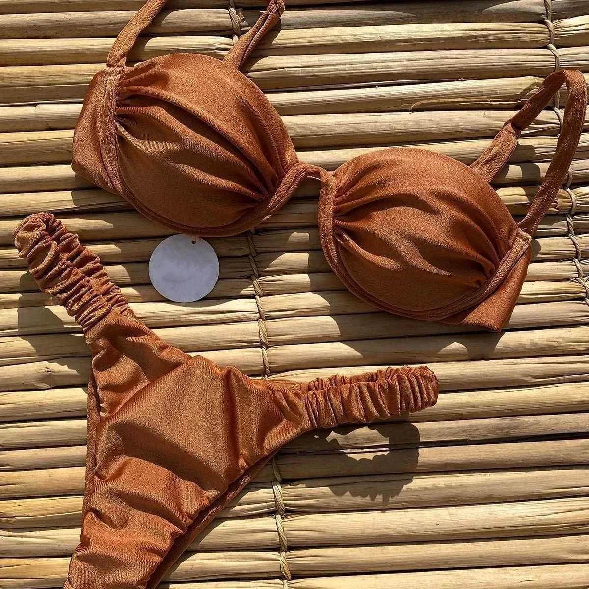 2024 New Bikini Set Sexy Steel Bikini Foreign Trade Sexy Split Women SwimsuitXJ241212
