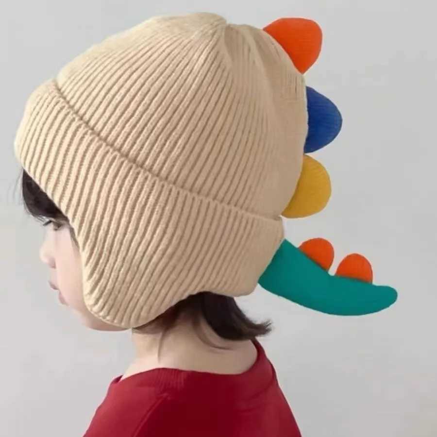 Kid Winter Children Warm Hats Embroidered Cute Dinosaur Warm Hats Boys Girls Windproof Thickened Ear Protection HatsXJ241213