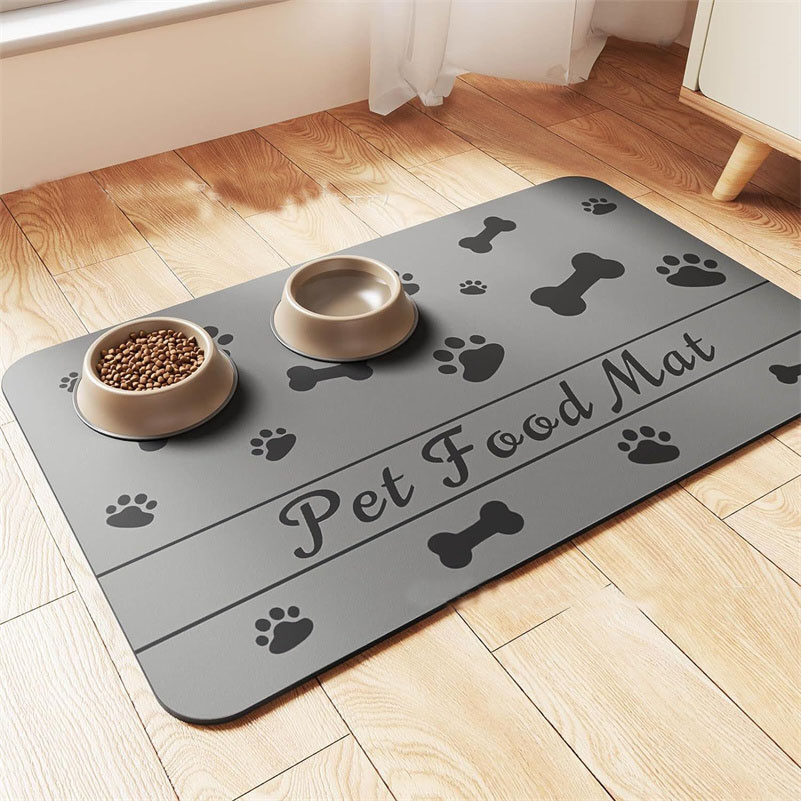 Pet Feeding Mat-Absorbent Pet Placemat for Food and Water Bowl, with Waterproof Rubber Backing, Quick Dry Water Dispenser Mat