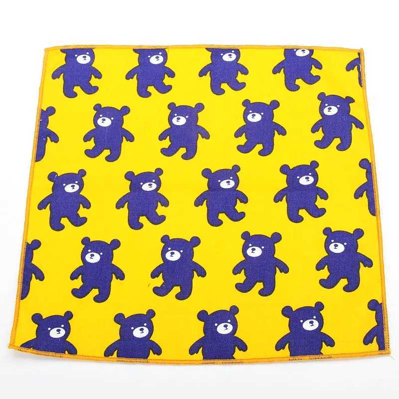 25 * 25cm brand new mens 100% pure cotton animal mens handle fish bear printed pocket square chest towel set W241213
