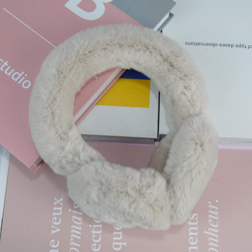 Real Rex rabbit fur earmuffs for women rabbit fur earmuffs Christmas gifts plush earmuffs winter warm earmuffs unisex style 241211