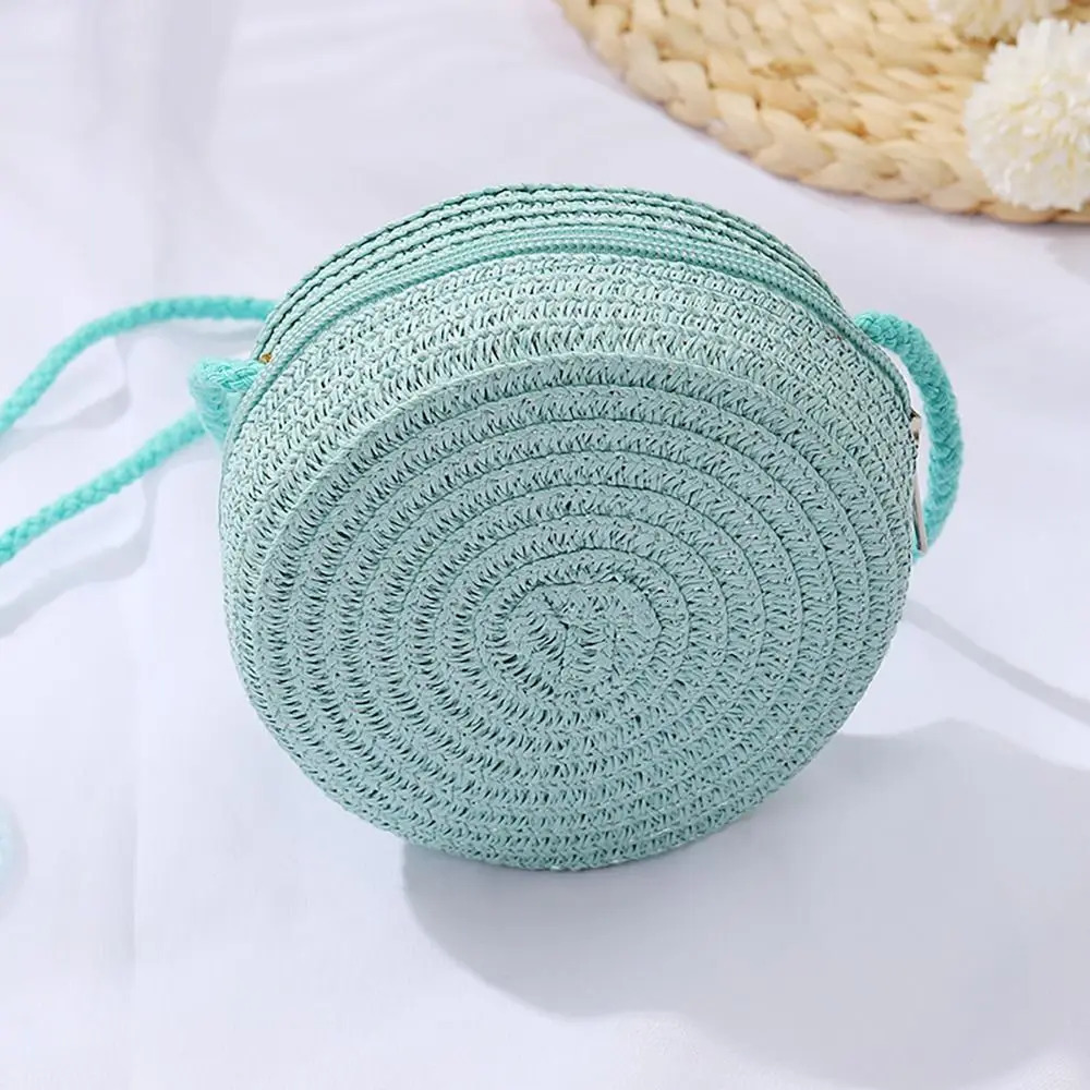 Shell Shape Straw Bag Handmade Handbag Rattan Woven Summer Beach Women Girl Shoulder Bags Children Coin Purse 241203