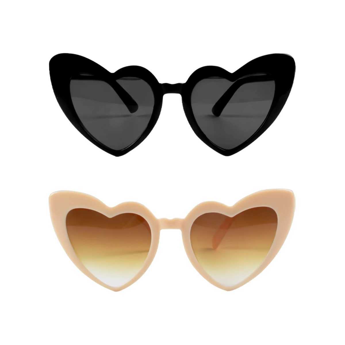 Sunglasses 1/5pcs Heart Shaped Sunglasses Women Cat Eye Female Sun Glasses Vintage Black White Eyewear Wedding Birthday Party Decorations H241213