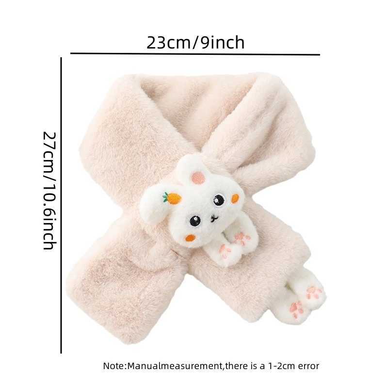 Scarves Wraps Boys Girls Winter Scarfs Thick Plush Cross Childrens Scarf Baby Bib Cute Cartoon Rabbit Faux Fur Neck Protection Warm Shawl H241213