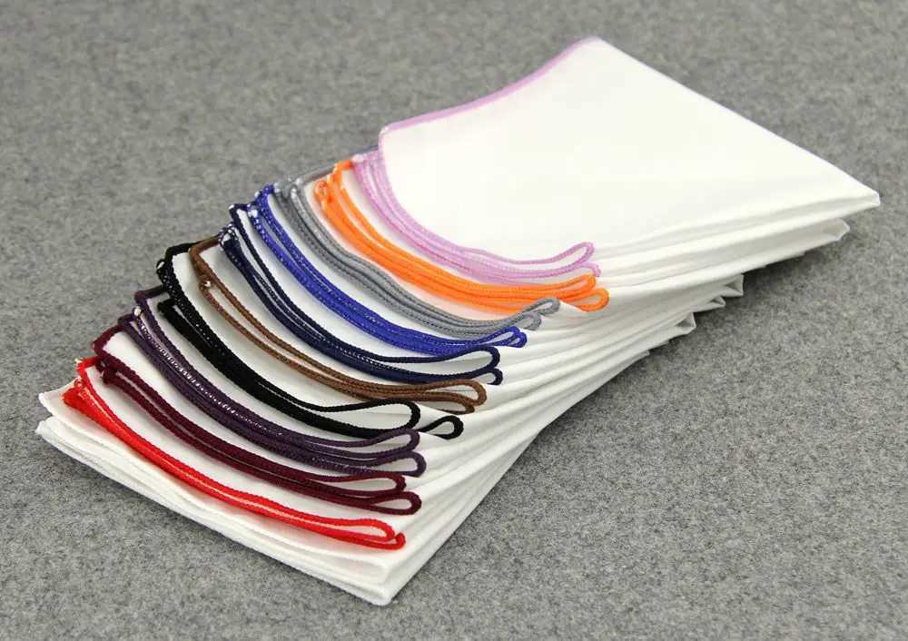 Fashion Mens Density Side White Pocket Towel Set Accessories Handle Head Square Towel Cotton Colorful Edge Towel W241213