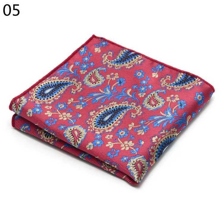 Luxury 25 * 25CM mens retro floral paisley silk handle pocket square fashionable mens Hanki wedding party chest towel W241213