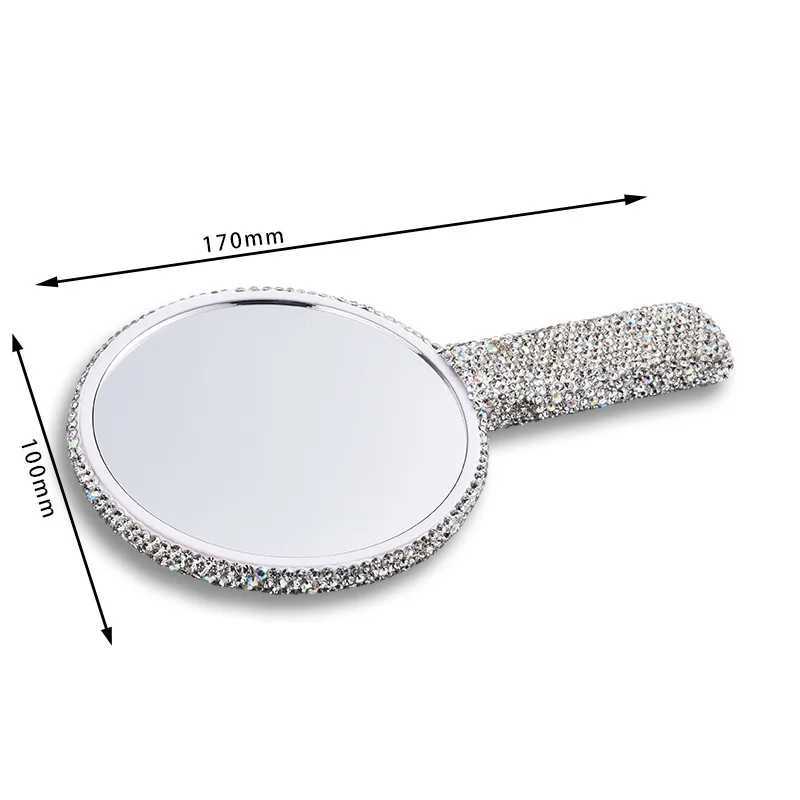 Womens Mirror Eyelash Extension Mirror Sticking Diamond Hand Mirror Fashionable High-end Beauty Handle Mirror Cosmetics MirrorsXJ241213