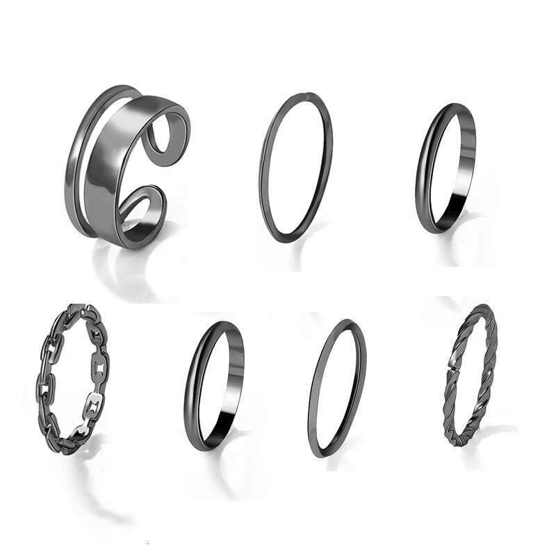 Hot selling metal joint creative minimalist ins style ring combination set of 7 rings