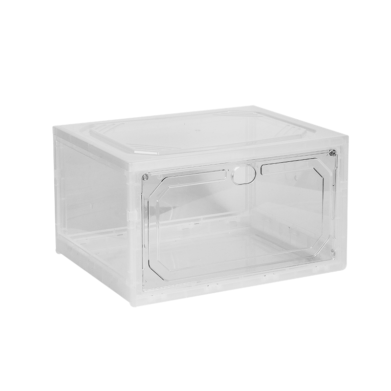 Assembly free integrated magnetic side opening basketball shoe box acrylic transparent storage shoe box foldable and easy to use with just one pull