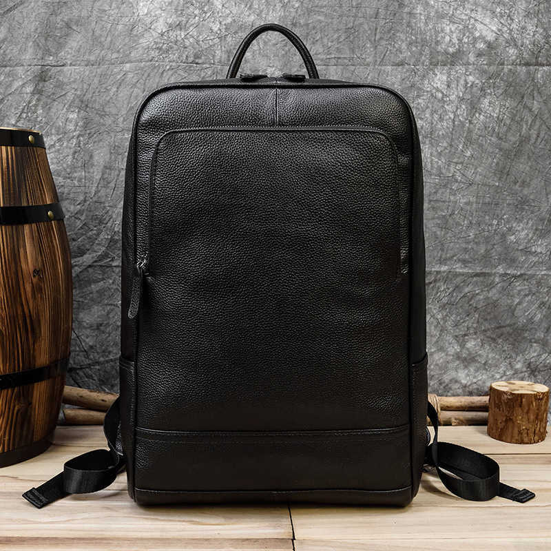 men's polished leather backpack computer bag tree cream leather top layer cowhide backpack 241215