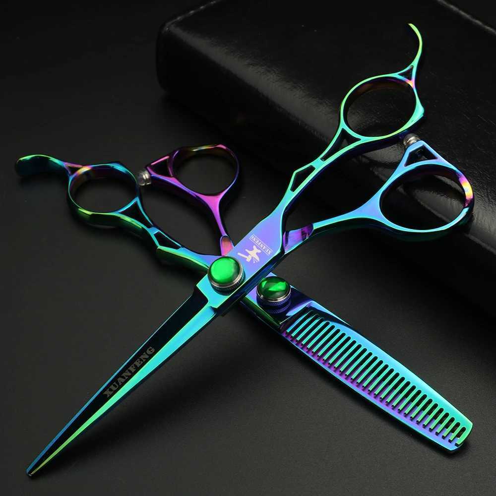New Arrival Hollow Aurora Professional Barber 6-inch Japanese 440C Steel Barber Cutting and Slimming Barber Z241213