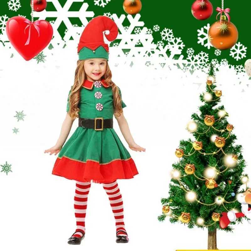 Christmas costumes cute elf costumes for children role-playing for parents and children green Christmas costumes for girls princess costumes W241213