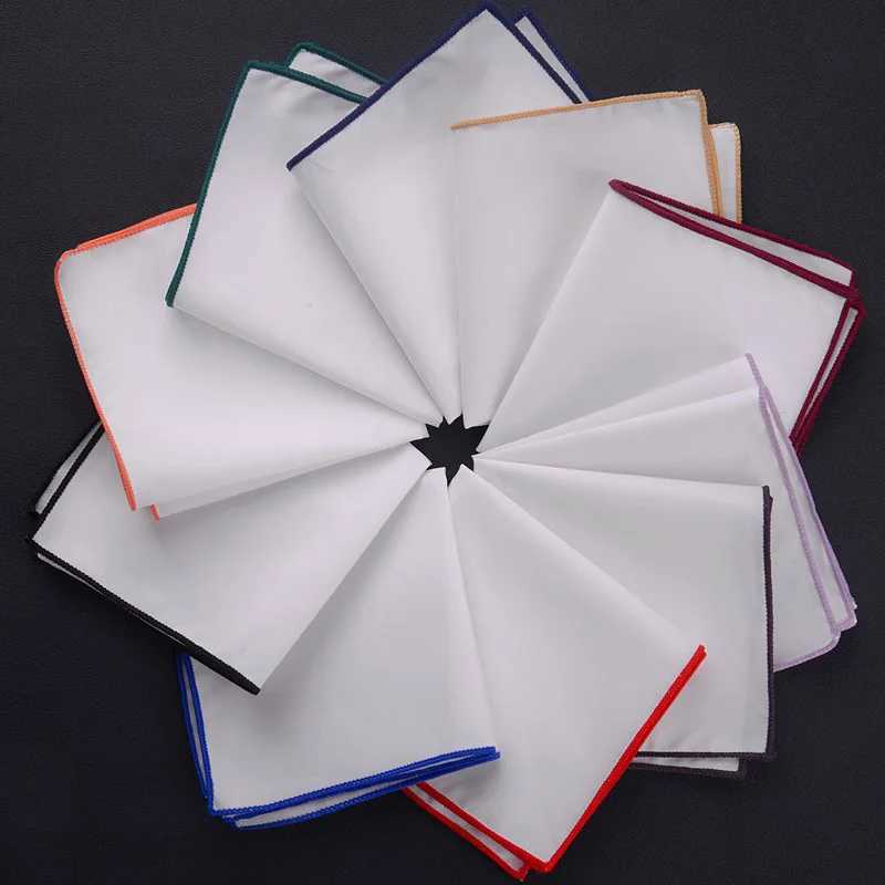 Fashion Mens Density Side White Pocket Towel Set Accessories Handle Head Square Towel Cotton Colorful Edge Towel W241213