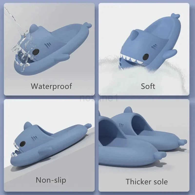 Slipper Summer Wen Soft Shark Slippers Couple Bathro Non-slip Sandals Men Outdoor Beach EVA Slides Kids 2024 Cute Color Thick Shoes Z241211 z250708KGP