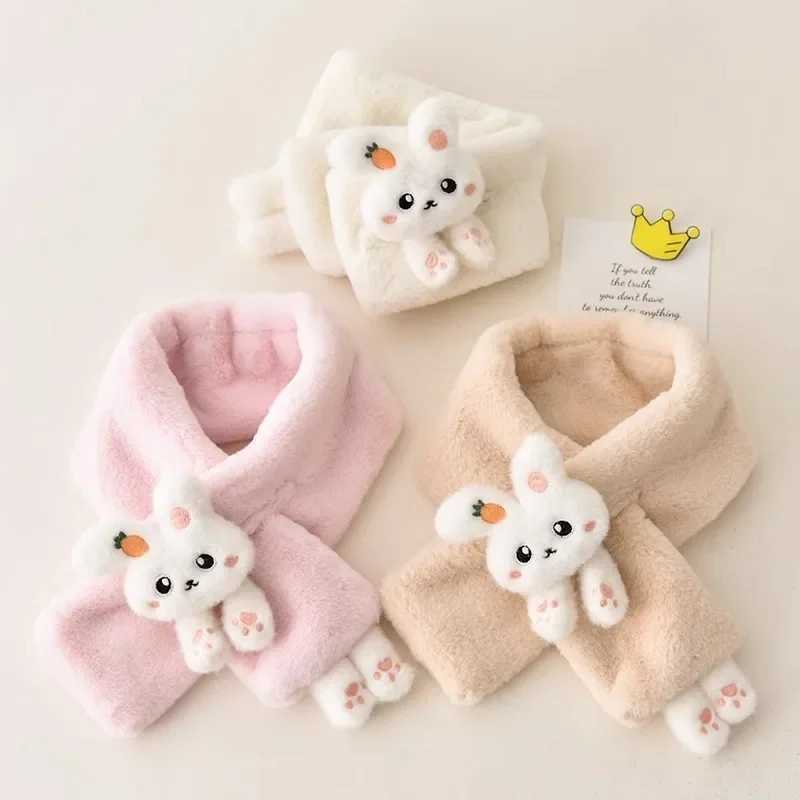 Scarves Wraps Winter Warm Plush Baby Scarf Cute Caroon Bears Boy Girl Newborn Toddler Faux Fur Children Cross Neckerchief Shawls H2412138QKF