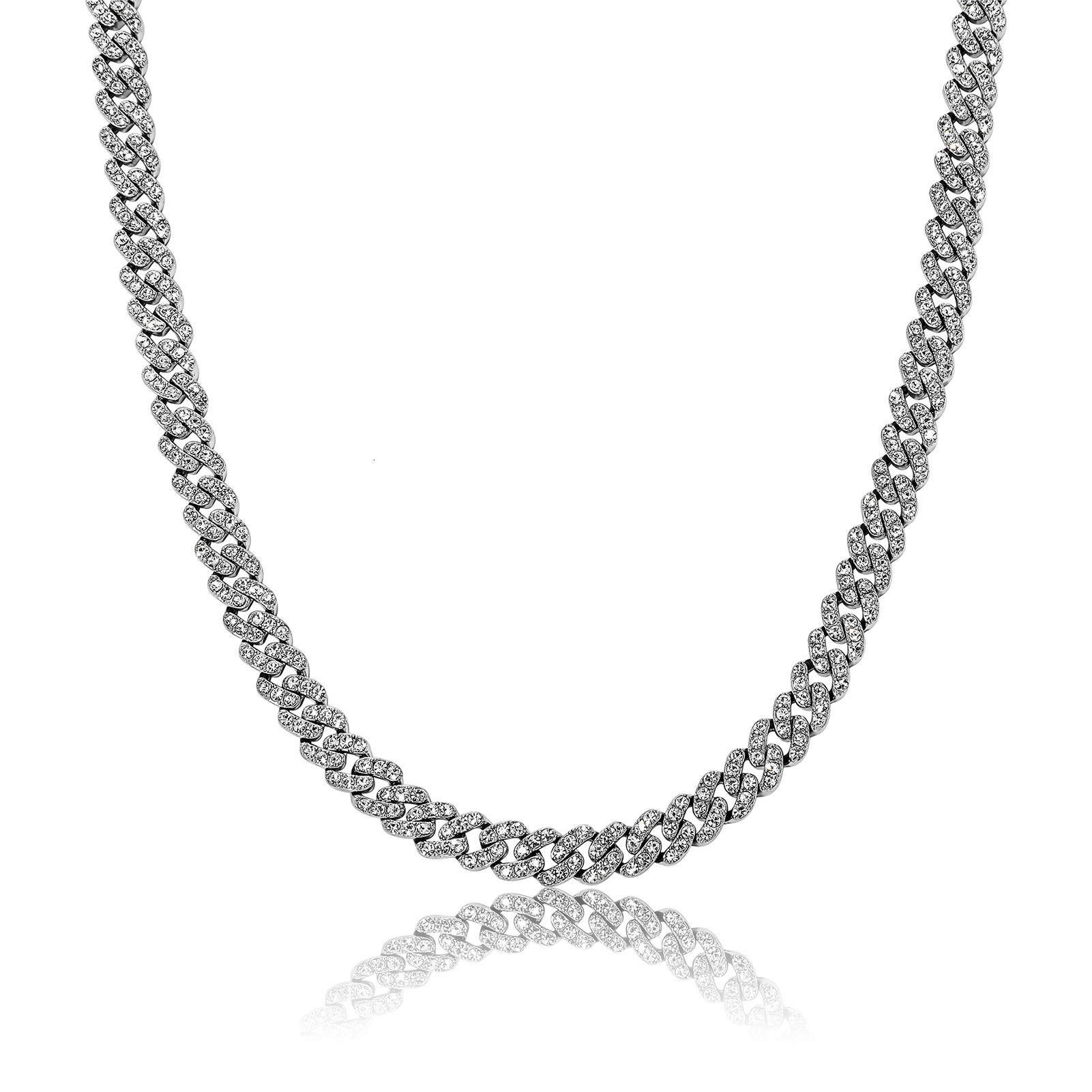 8mm Wolf Tide New In Color Preserved Full Diamond Cuban Chain Hip Hop Necklace Bracelet Mens And Womens Trendy Rap Accessories Bijoux Pulsera Hombre C