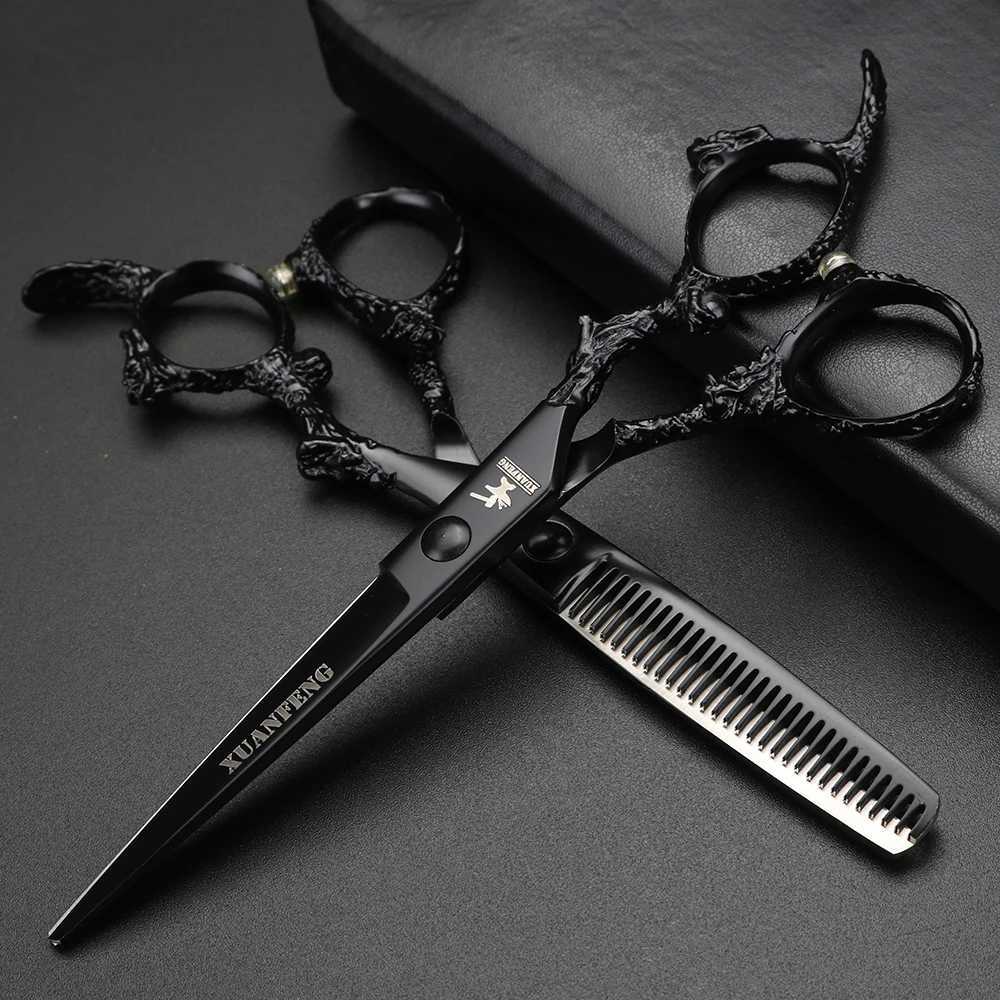 New Arrival Xuanfeng 6-inch blue dragon handle hairstylist gallery styling tool cutting and slimming shears Z241213