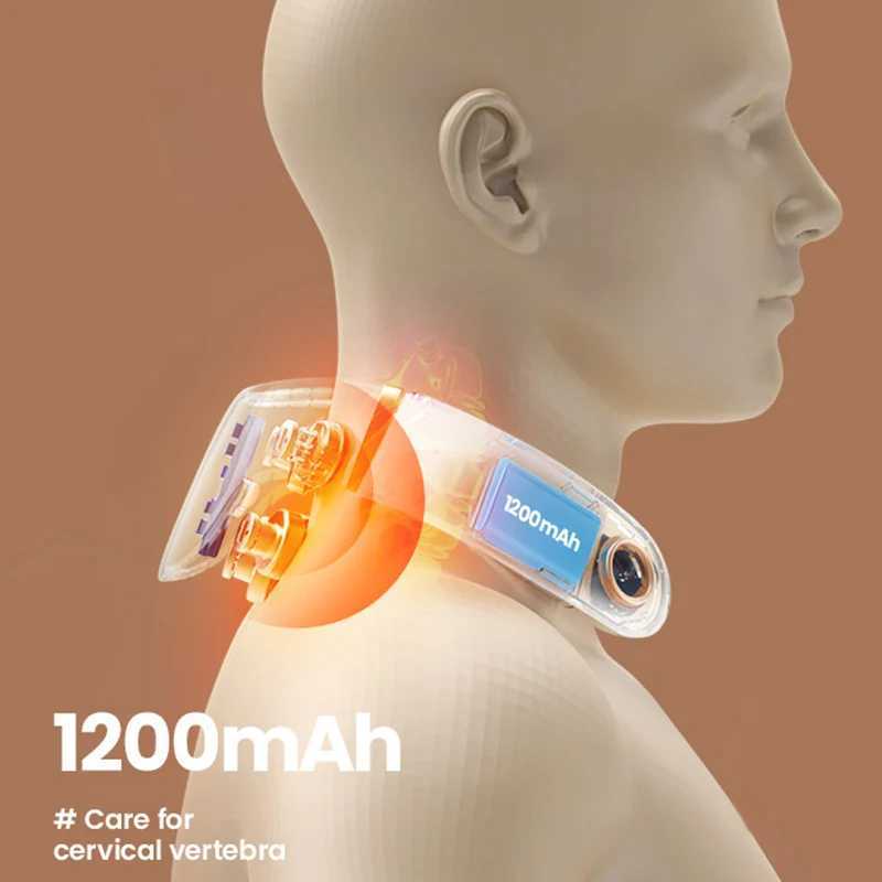 6 head massager EMS intelligent neck massager red light thermal deep tissue vibration massager relieves neck pain Cervical massage W241213